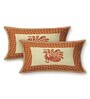 Orange Peacock 144 TC Cotton King Size  Bedsheet With 2 Pillow Cover