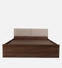Michi Queen Size Upholstered Bed In Walnut Colour With Box Storage