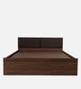 Michi Queen Size Upholstered Bed In Dark Brown & Walnut Colour With Box Storage