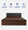 Michi Queen Size Upholstered Bed In Walnut Colour With Box Storage