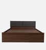 Michi Queen Size Upholstered Bed In Walnut Colour With Box Storage