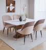 Queensgate Teak Wood 4 Seater Dining Set With Marble Top In Textured White Color