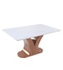 Queensgate Marble 6 Seater Dining Table In Textured White Color