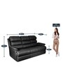 Quies Leatherette Manual 3 Seater Recliner In Black Colour