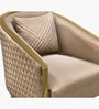 QuiltedGold Fabric Low Back Lounge Chair in Biege Colour