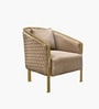 QuiltedGold Fabric Low Back Lounge Chair in Biege Colour