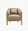 QuiltedGold Fabric Low Back Lounge Chair in Biege Colour