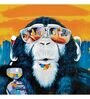 Quirky Chimpanze Grey Teak Wood Canvas Art Print