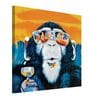 Quirky Chimpanze Grey Teak Wood Canvas Art Print