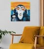 Quirky Chimpanze Grey Teak Wood Canvas Art Print