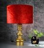 Quirky Gold Rust Velvet Shade Table Lamp with Golden Base