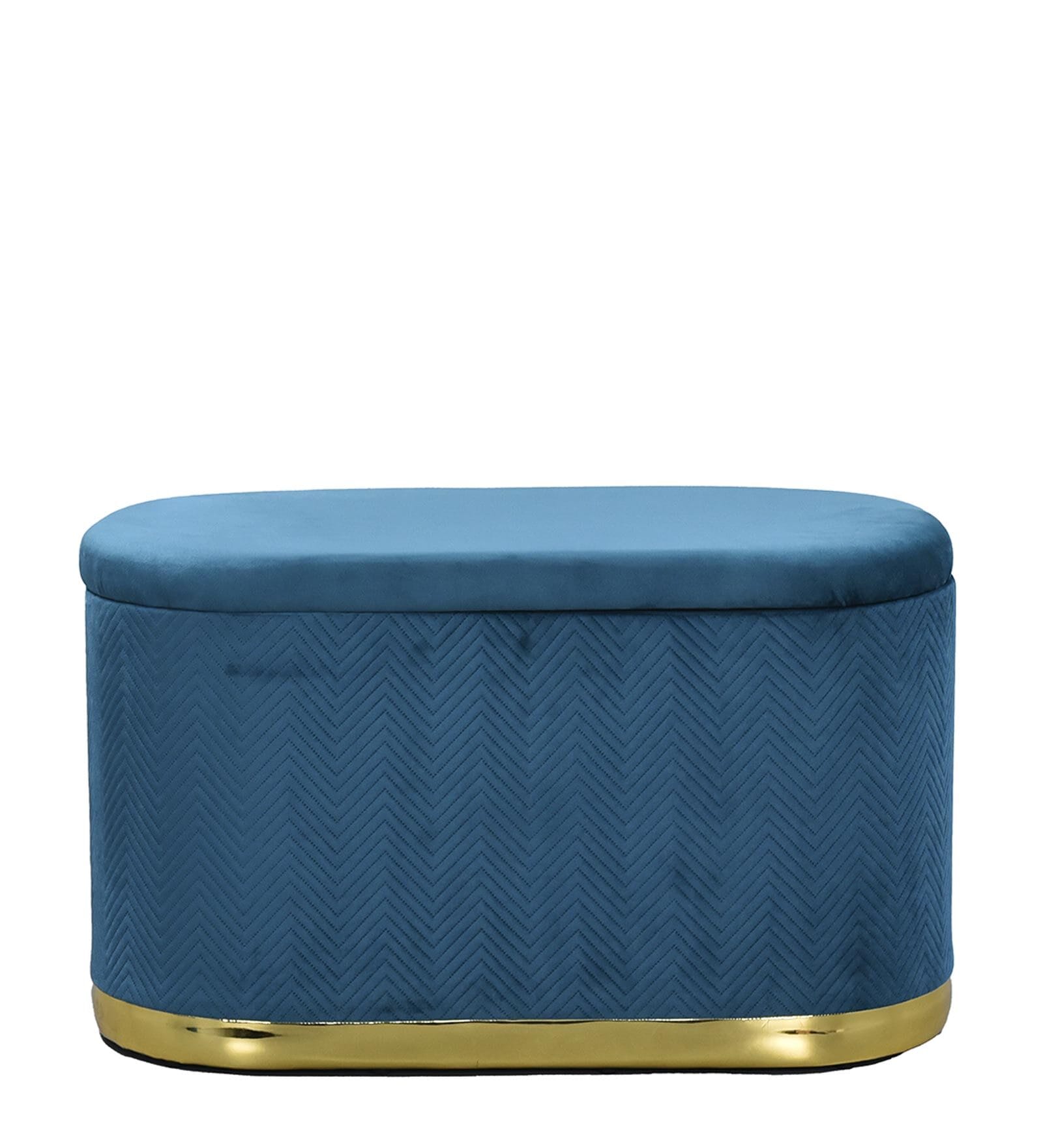 Qwist Velvet Ottoman In Teal Color (Set Of 3)