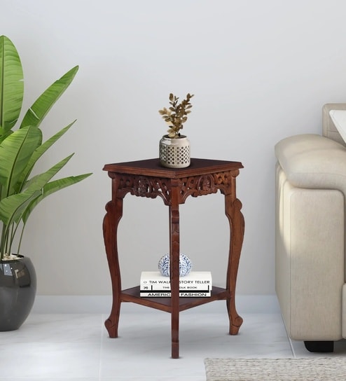 Qwan Teak Wood End In Walnut Finish