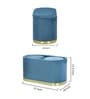 Qwist Velvet Ottoman In Teal Color (Set Of 3)