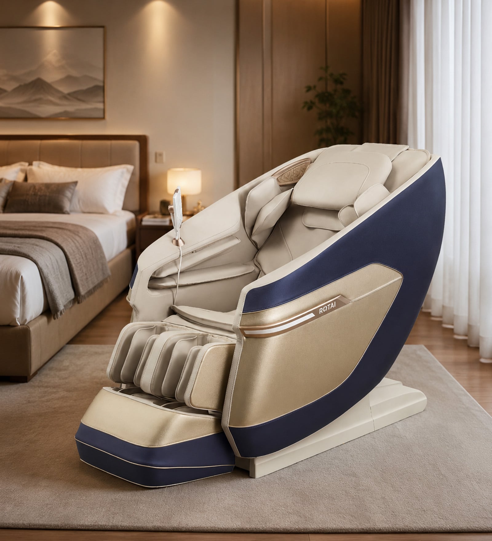 R-Relx Leather Luxury 3D Massage Chair In Blue Colour