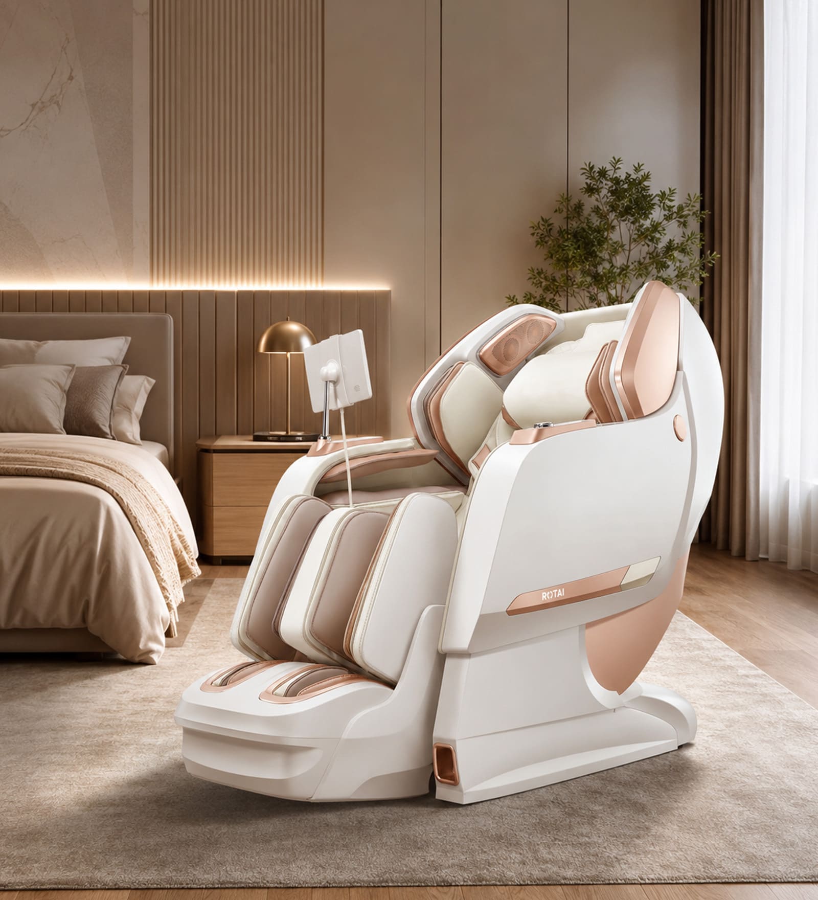 R Zenora Leather Premium Massage Chair In White Colour