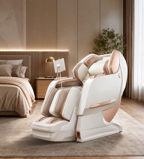 R Zenora Leather Premium Massage Chair In White Colour