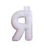 White & Blue Cotton R Alphabet Shaped Pillow