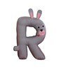 Grey Cotton R Alphabet  Shaped Pillow