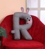 Grey Cotton R Alphabet  Shaped Pillow