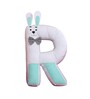 White & Blue Cotton R Alphabet Shaped Pillow