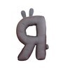 Grey Cotton R Alphabet  Shaped Pillow