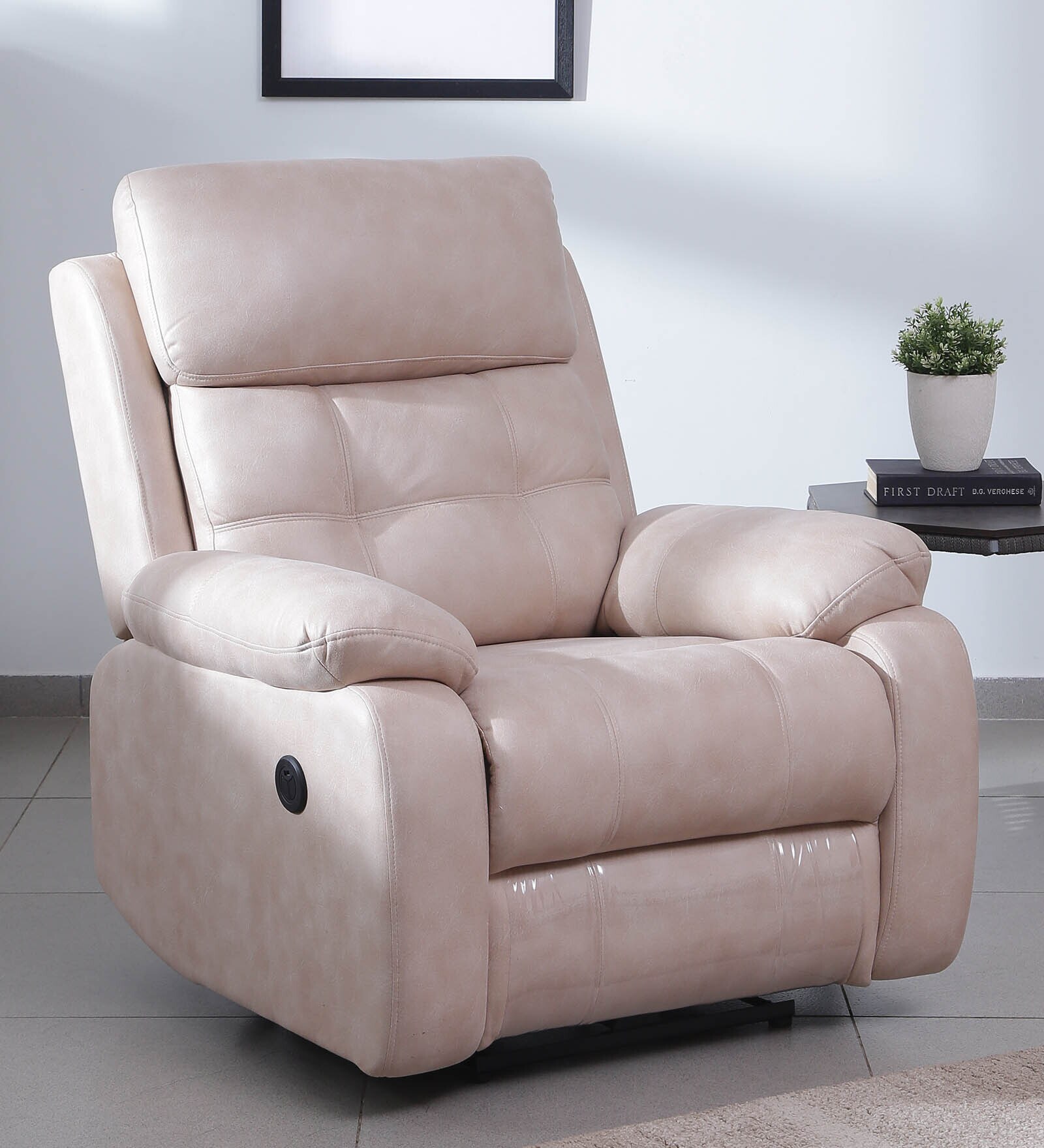 Buy Perth Fabric 1 Seater Motorized Recliner In Ivory Colour at 36 OFF by Athena Crafts Pepperfry