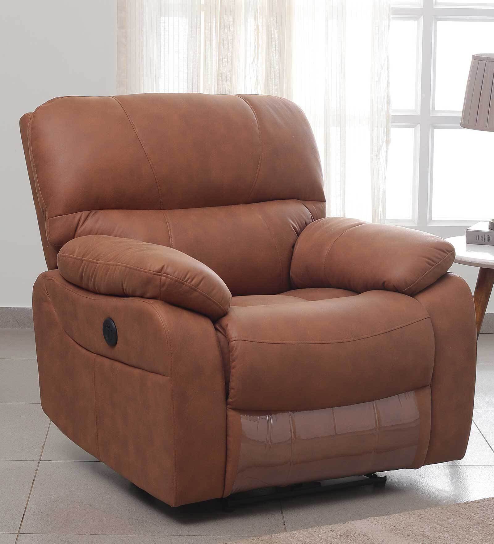 Buy Montrose Fabric 1 Seater Motorised Recliner In Tan Colour at 36