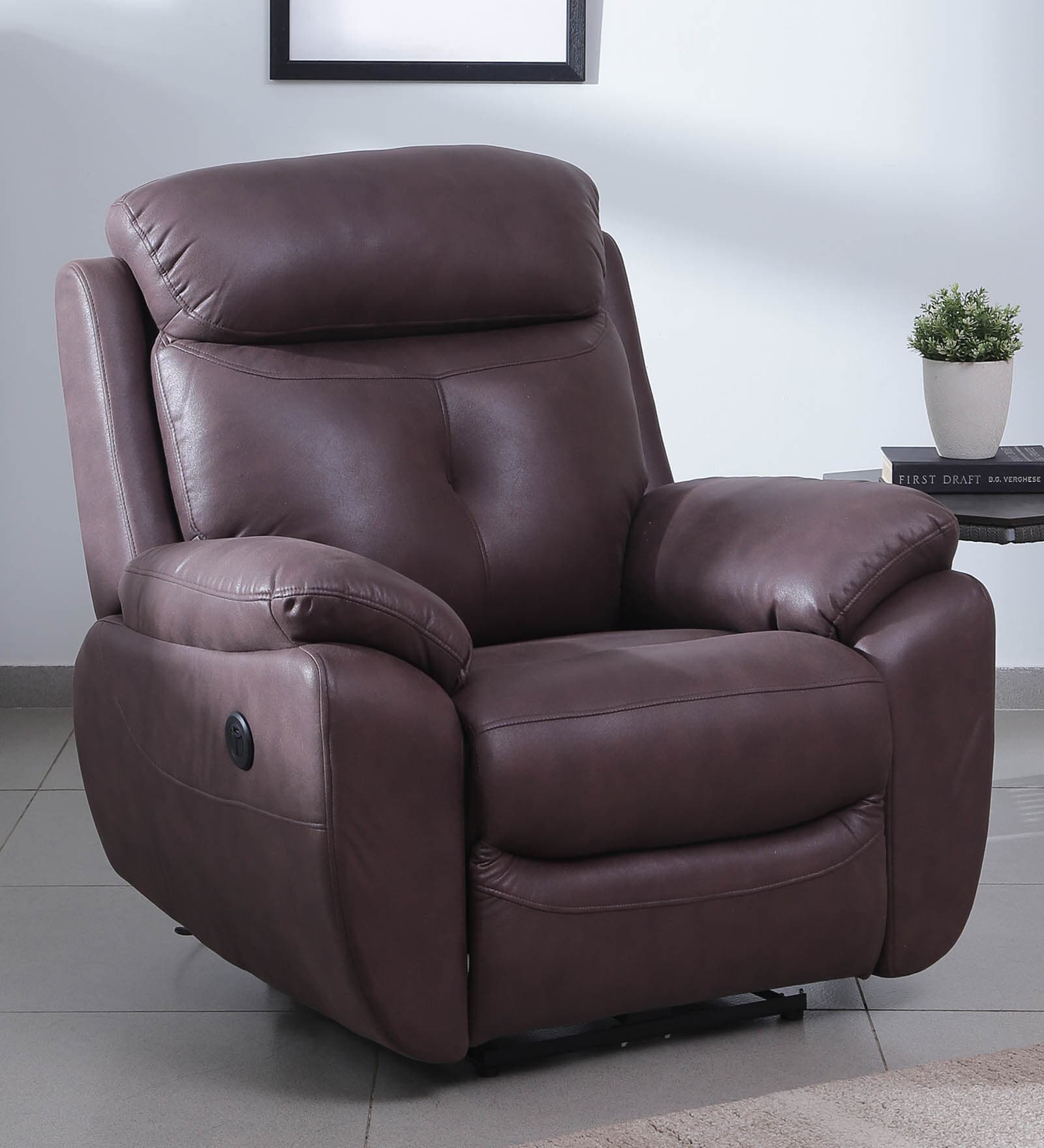 Hamilton Fabric 1 Seater Motorized Recliner In Chocolate Brown Colour