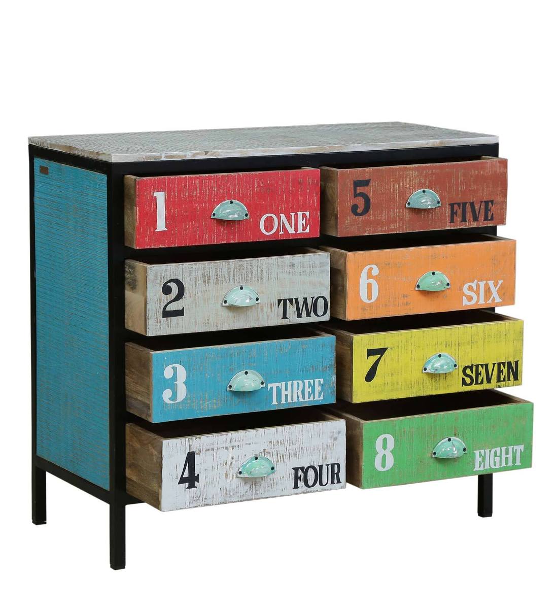 Buy Rainbow Solid Wood Multicolour Chest of Drawers By Bohemiana Online