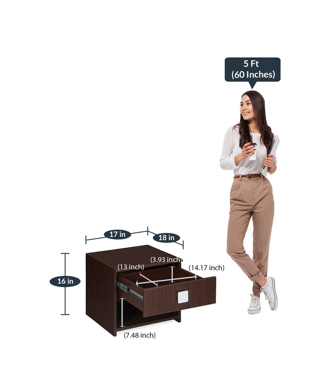 Buy Ranchi Night Stand in Brown Maple Finish By Nilkamal Online