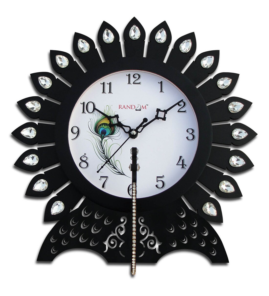 Buy Black Solid Wood Wall Clock by Random Online Traditional Wall
