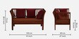 Radom Sheesham Wood 2 Seater Sofa In Honey Oak Finish And Mocha Mousse Colour