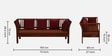Radom Sheesham Wood 3 Seater Sofa In Honey Oak Finish And Mocha Mousse Colour