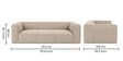  Diva 3 Seater Sofa With Lola Shell Fabric In Beige Colour