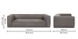  Diva 3 Seater Sofa In Utah Smoke Leather Fabric