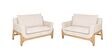 Raya Custom Wooden Upholstered 1+1 Seater Sofa Set In Beige Colour