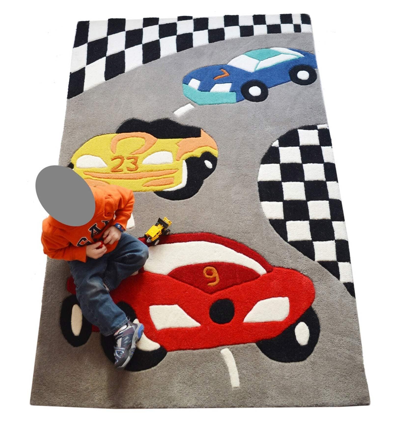 Multicolor Character Wool 3 ft x 5 ft Kids Carpet