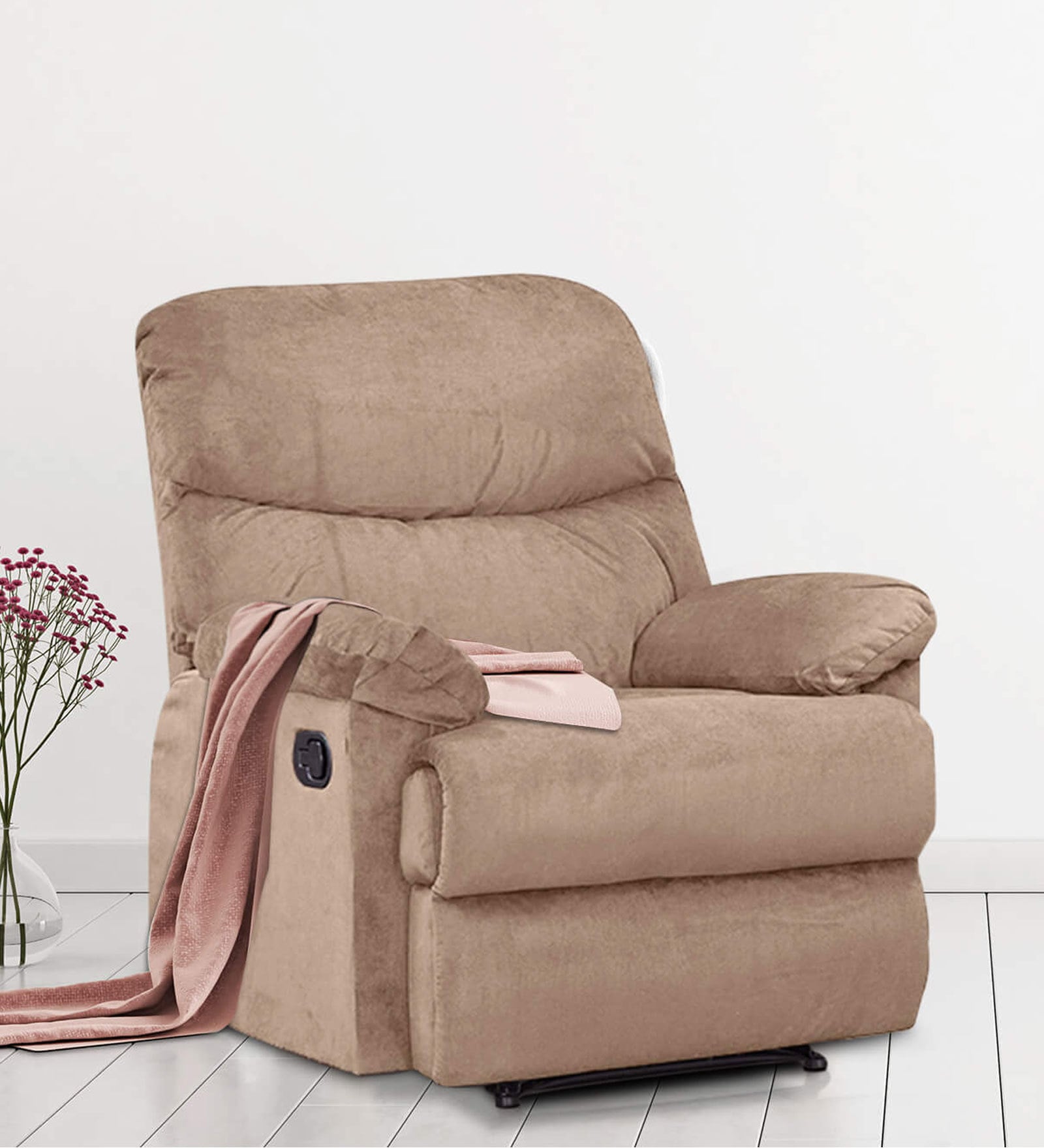 Radcliffe One Seater Manual Recliner Sofa in Beige Colour