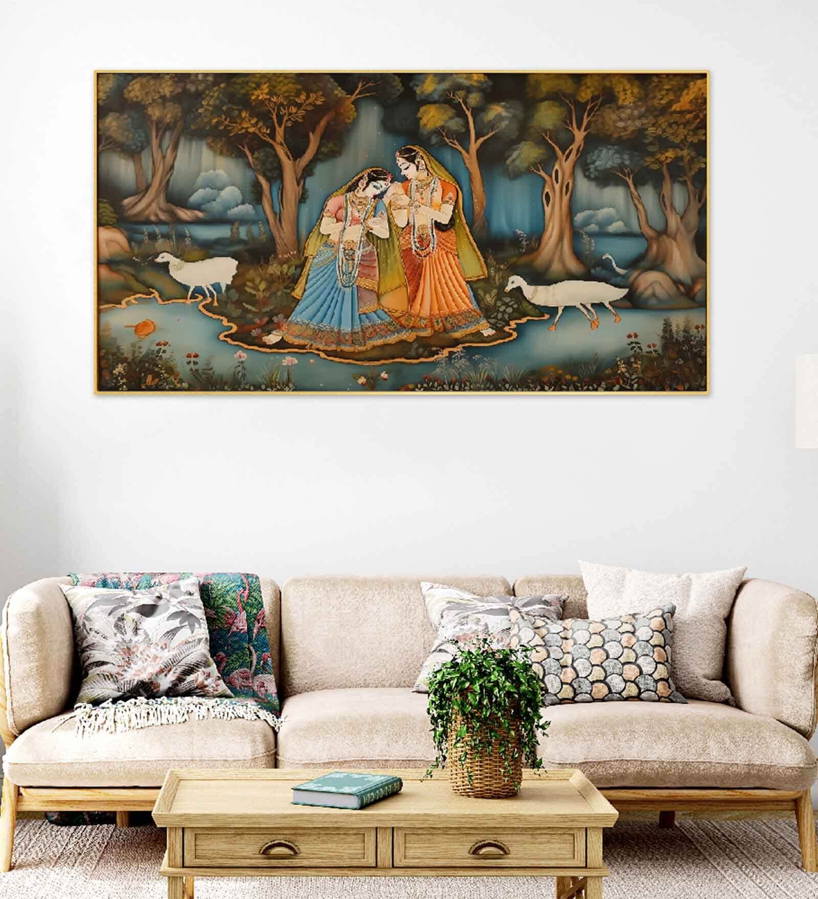Radha & Gopi Multicolour Canvas Art Print