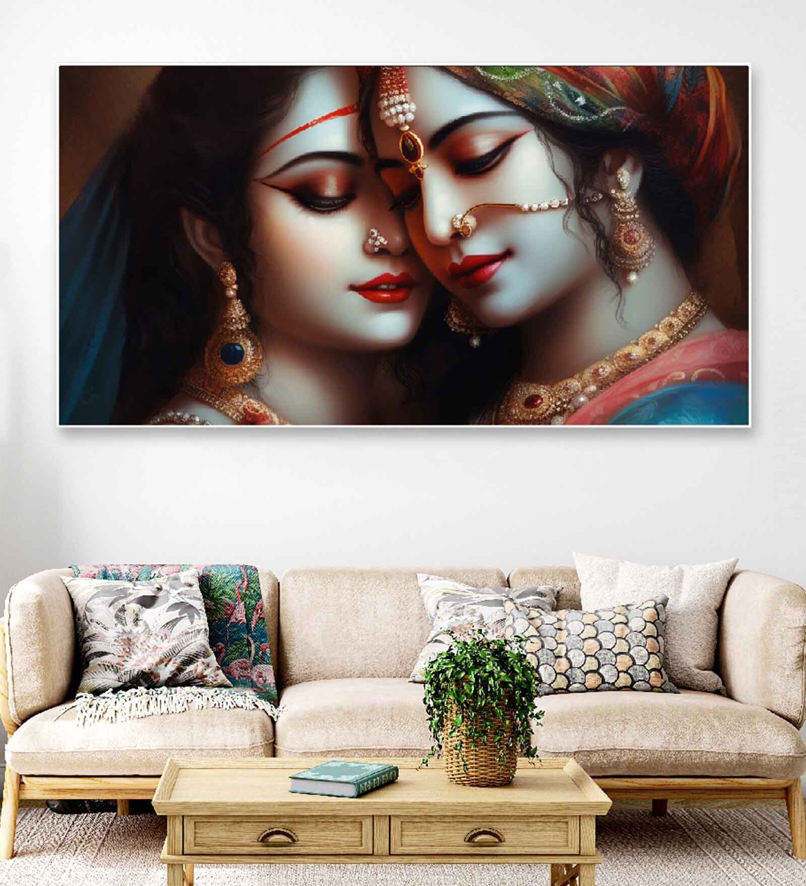 Radha Krishna Multicolour Canvas Art Print