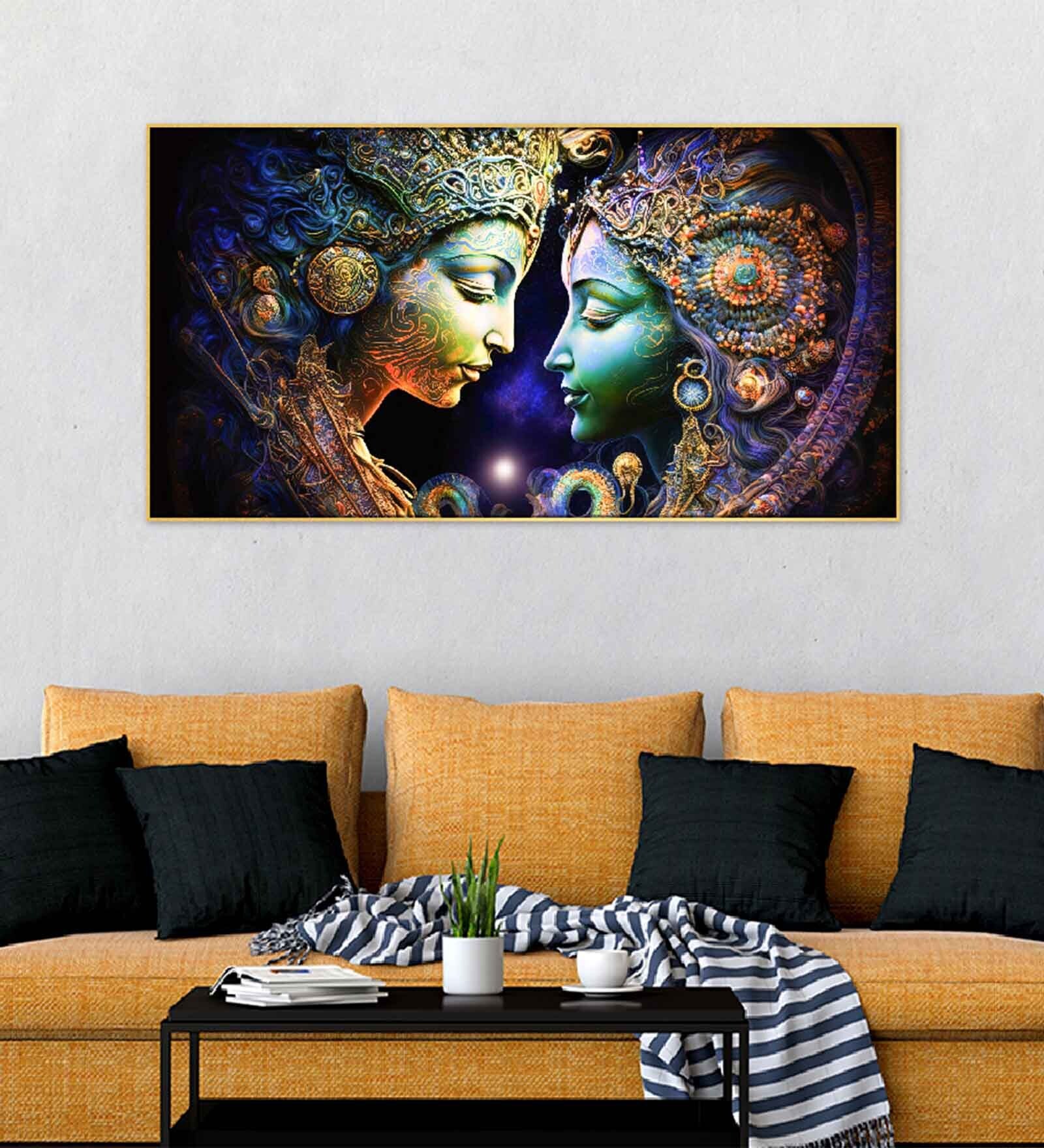 Radha Krishna Multicolour Canvas Art Print
