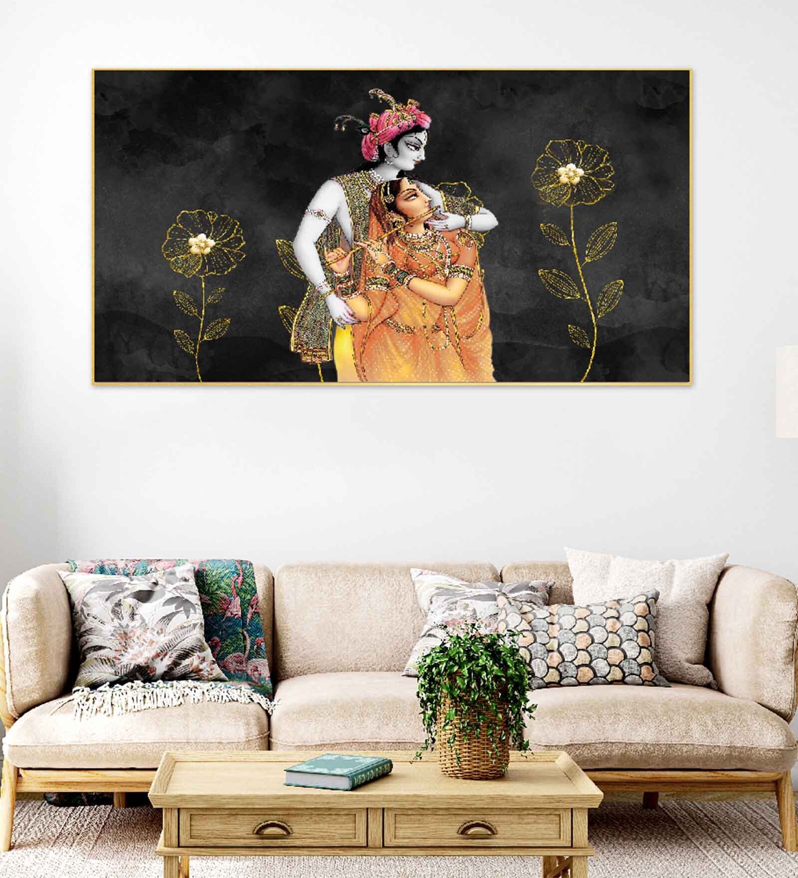 Radha Krishna Multicolour Canvas Art Print