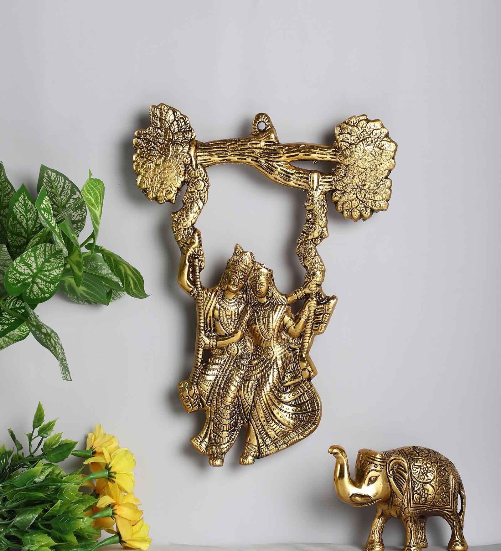 Radha Krishna Gold Aluminium Religious Symbols