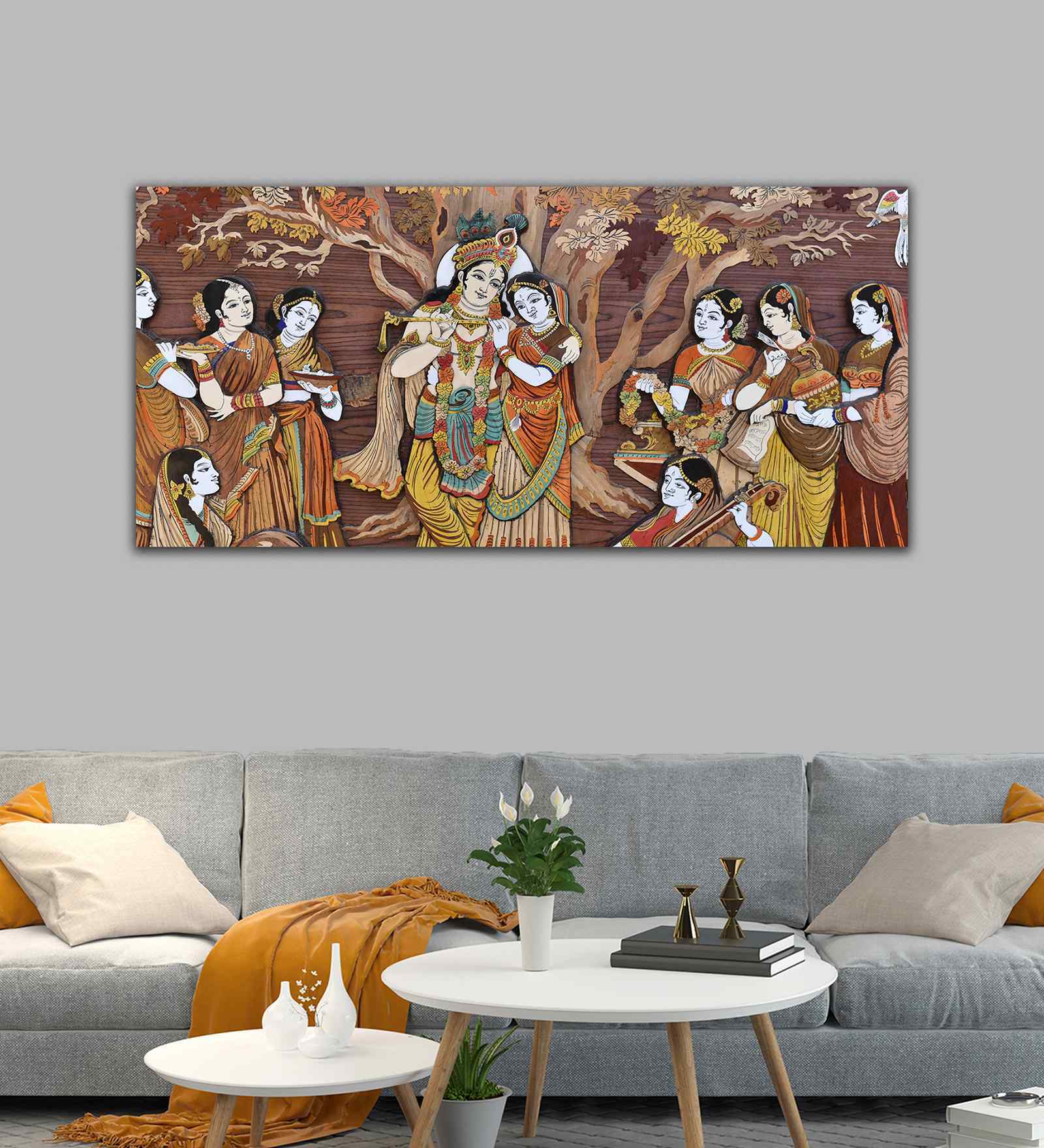 Radha Krishna Rasleela Canvas Wall Painting