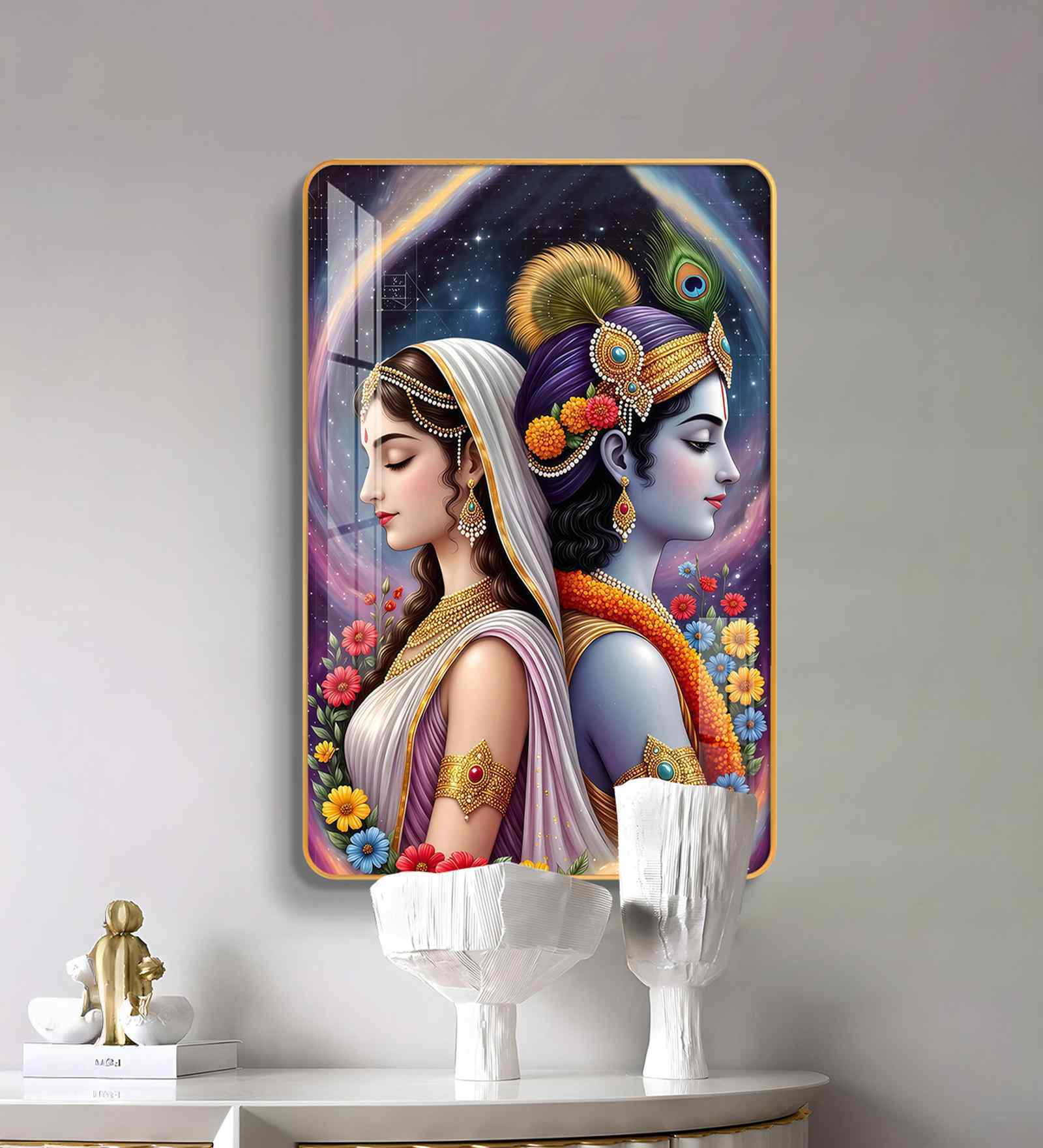 Radha Krishna Religious MDF Wood Acrylic Wall Art