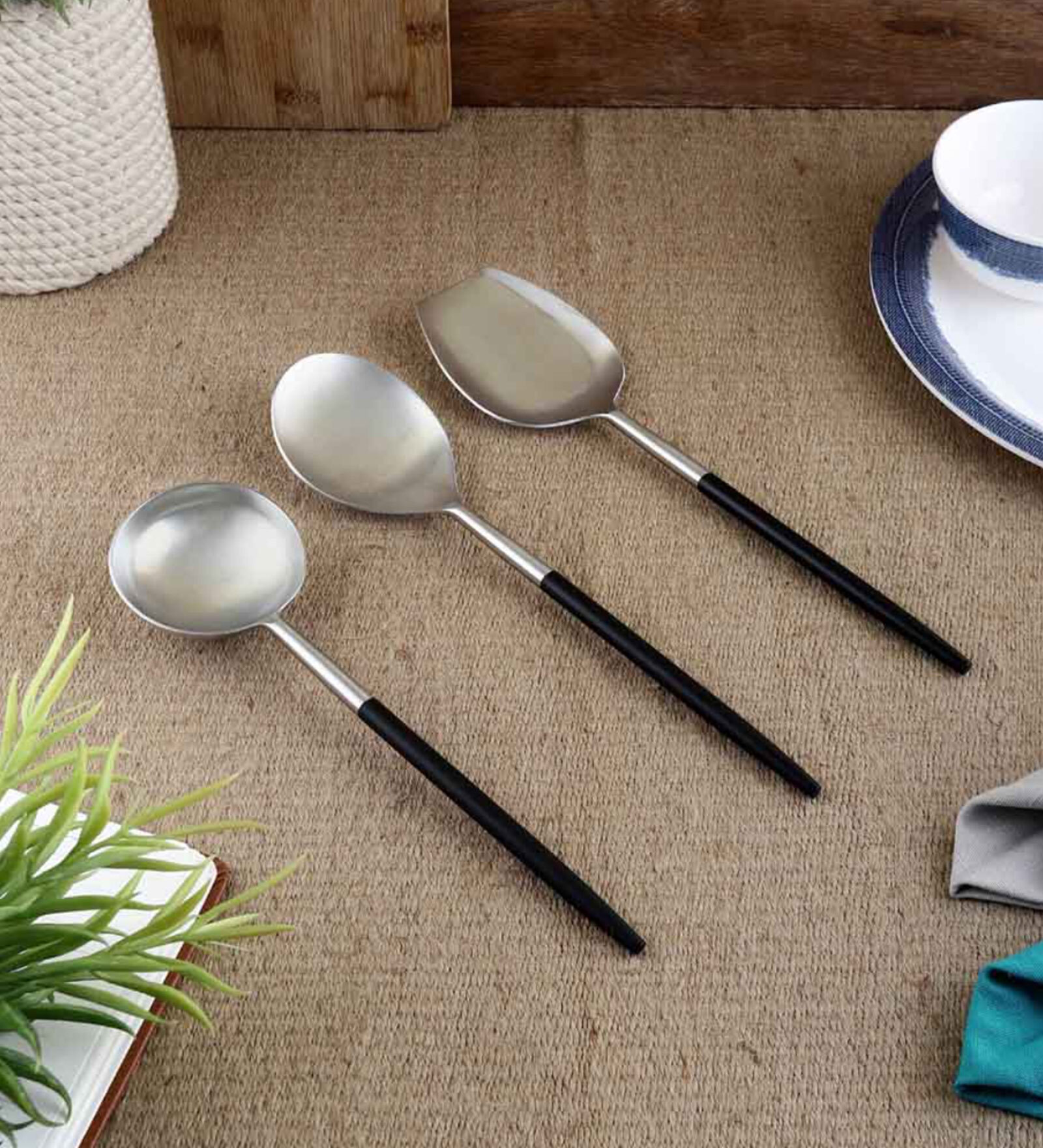 Radiant (Set of 3) Black Colour Stainless Steel Serving Spoon Radiant (Set of 3) Black Colour Stainless Steel Serving Spoon