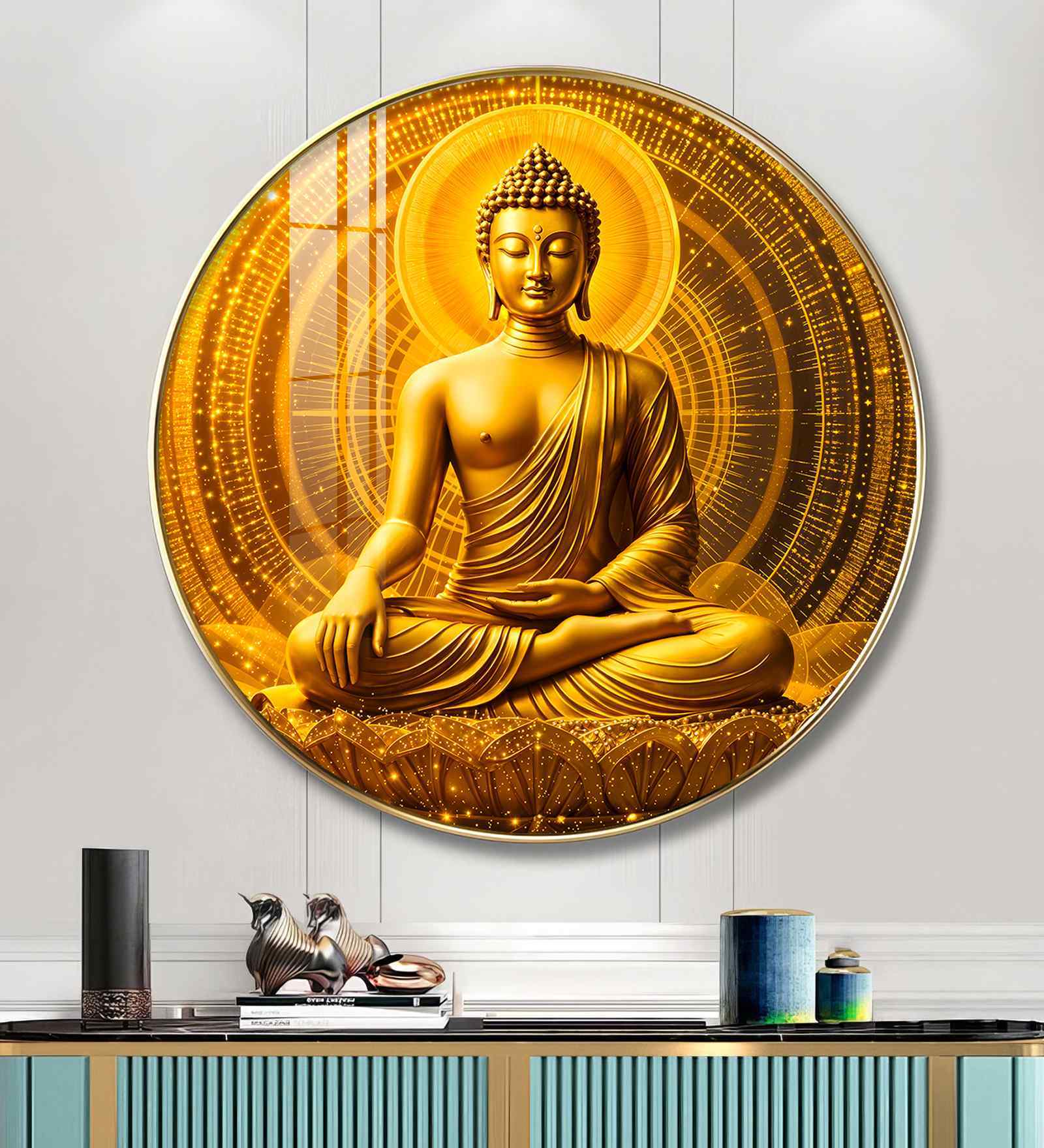 Radiant Buddha Acrylic Round Wall Art