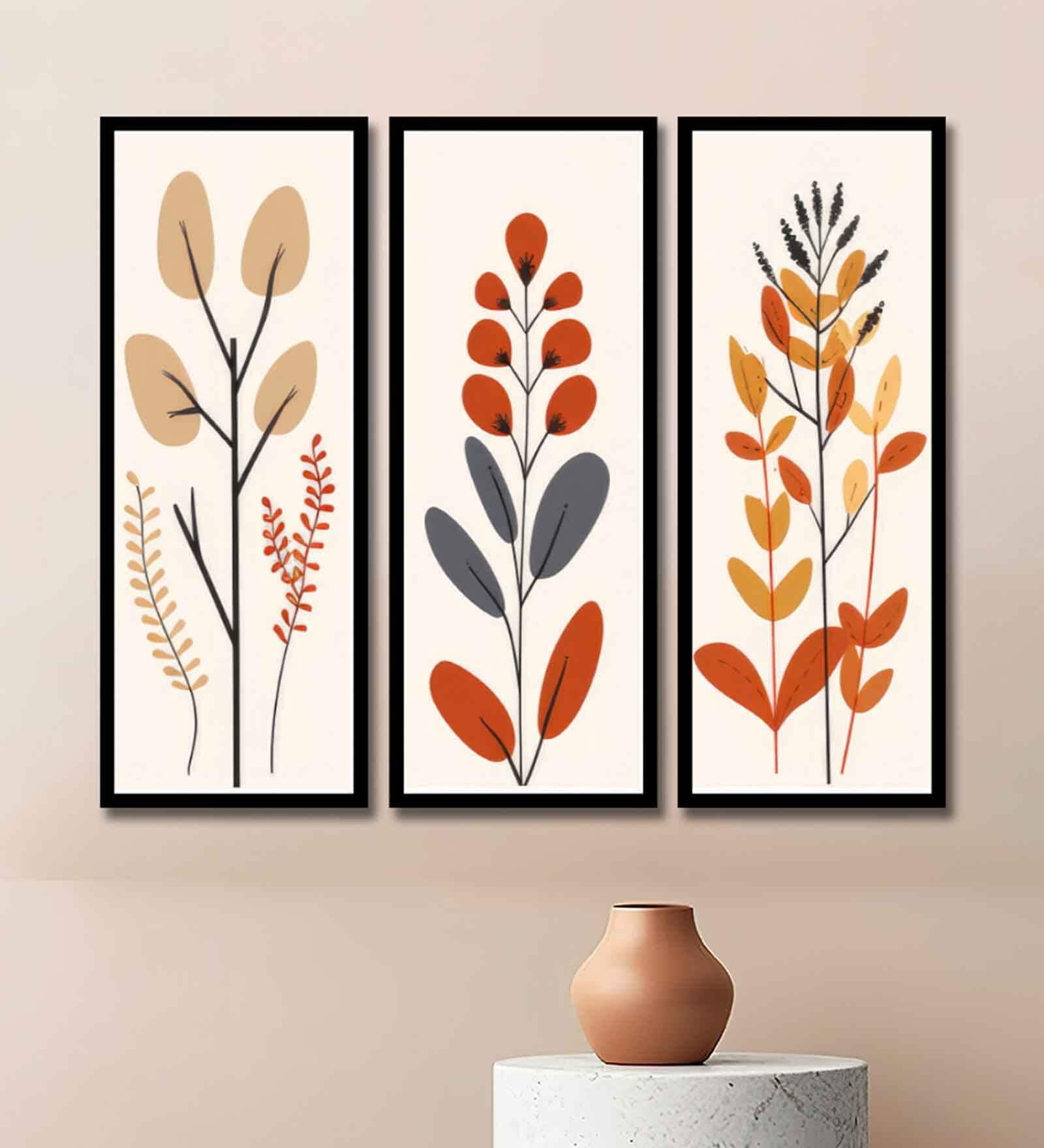 Radiant Floral Set Of 3 Multicolour  Engineered Wood Wall Art
Prints