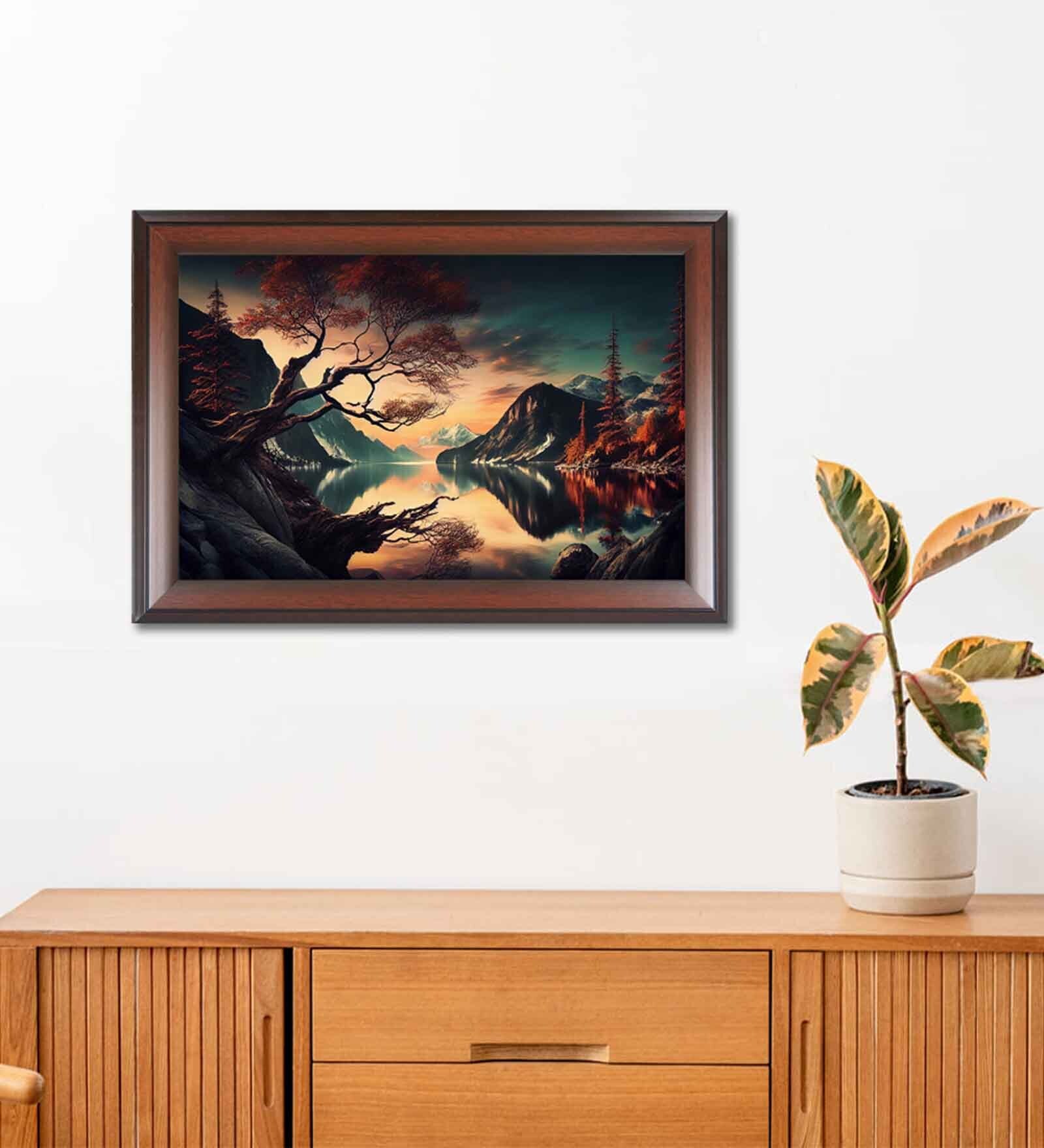 Radiant Nature Brown Engineered Wood Wall Painting